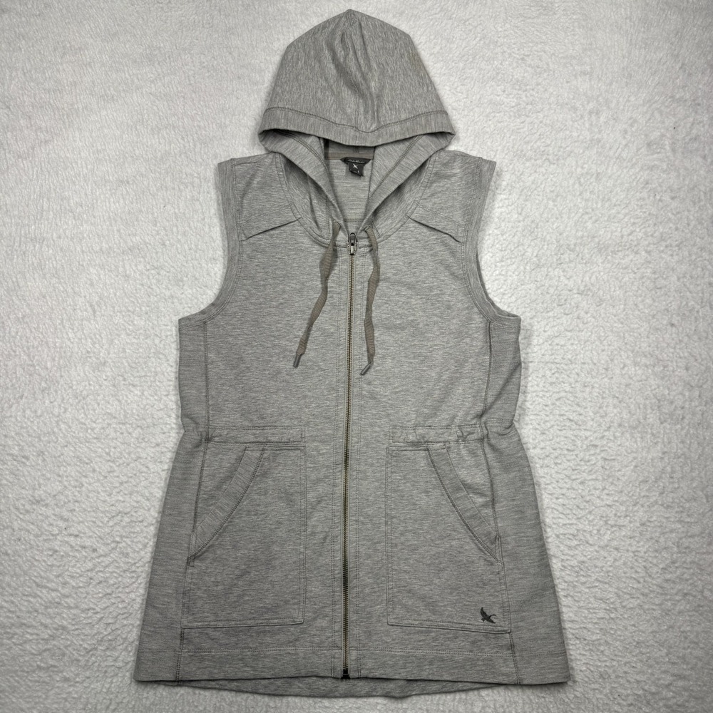 Eddie Bauer Sleeveless Full Zip Hoodie Sweater Gray Women's Size Small